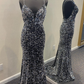 Stunning Black Glitters Mermaid Long Formal Prom Dress nv293