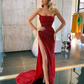 Strapless Red Sequin Long Prom Dresses,Formal Party Evening Dresses nv496