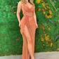 Sexy Spaghetti Strap Mermaid Side Slit Long Prom Dresses nv243