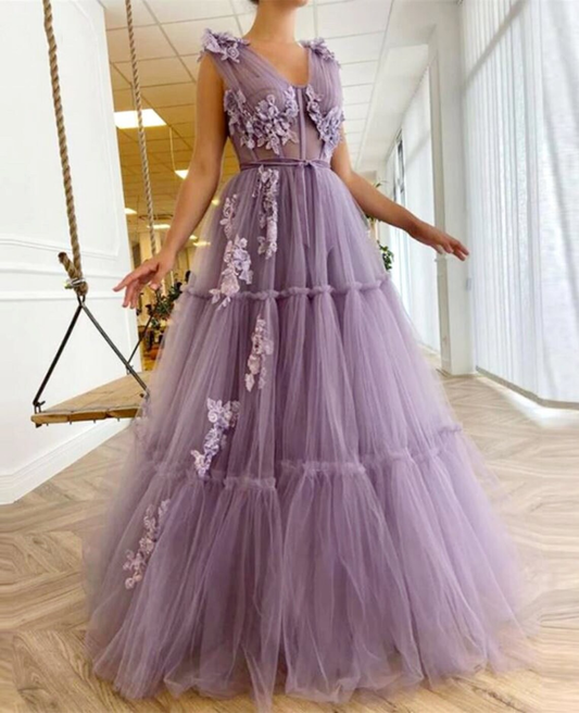 Superbe robe à volants en tulle lavande, longue robe de bal en tulle, robe longue tutu, robe de demoiselle d'honneur, robe de bal, robe corset en tulle nv213