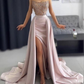 Glamorous pink long prom dress with slit nv399