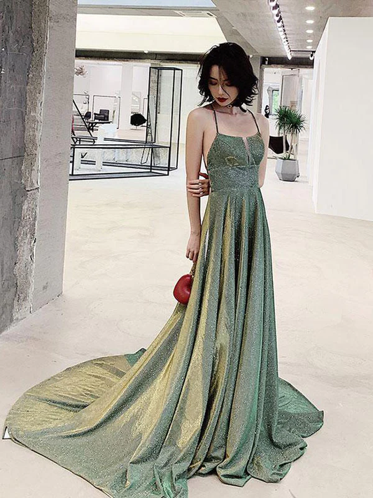 Robe de bal longue dos nu unique, robe de soirée verte nv454