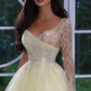Charming A-line Long Sleeves Prom Dress With Beads Sequins nv169