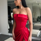 RED STRAPLESS LONG PROM DRESS MERMAID WITH SLIT nv379