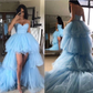 Sweetheart Light-blue Hi-Low Prom Dress with Layers Skirt nv353