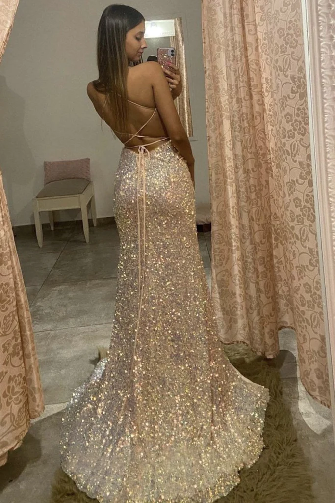Sexy Mermaid Long Prom Dress With Sequins, Evening Dress nv185