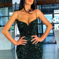 Chic Spaghetti-straps Green Sequins Prom Dress Mermaid Long Party Gowns nv137