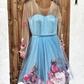 Unique Long Sleeve Blue Short Prom Dresses With 3D Appliques Homecoming Dresses  nv538