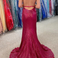 Fuchsia Sequin Mermaid Long Prom Dress with Slit nv337