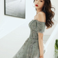 Green Off Shoulder Lace Sweetheart Party Dress, A-line Long Formal Gown nv450