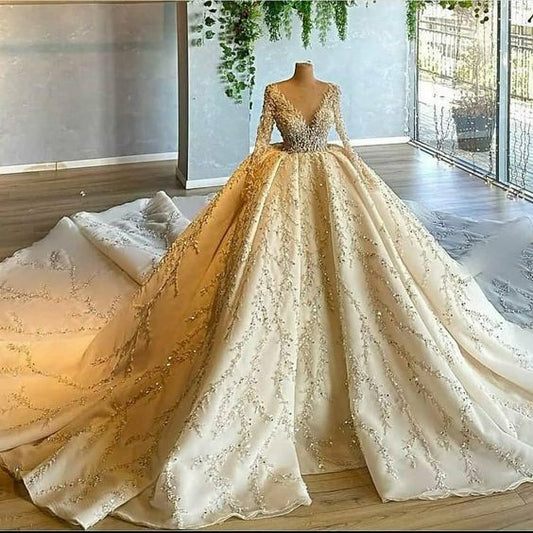 A line ball gown long Prom Dress Wedding dress nv7