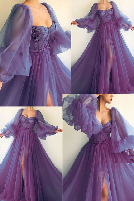 Purple Elegant Tulle Long Formal Prom Dress Evening Gown Party Dress n NiceVestidos Purple Elegant Tulle Long Formal Prom Dress Evening Gown Party Dress n NiceVestidos